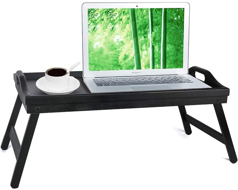 Artmeer Bed Tray Table with Folding Legs Wooden Serving Breakfast in Bed or Use As a, Platter, TV Table Laptop Computer Tray Snack Tray Large Size - Image 1